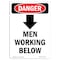 Signmission Safety Sign, OSHA Danger, 10" Height, Aluminum, Men Working Below, Portrait OS-DS-A-710-V-1449 - alternate 1